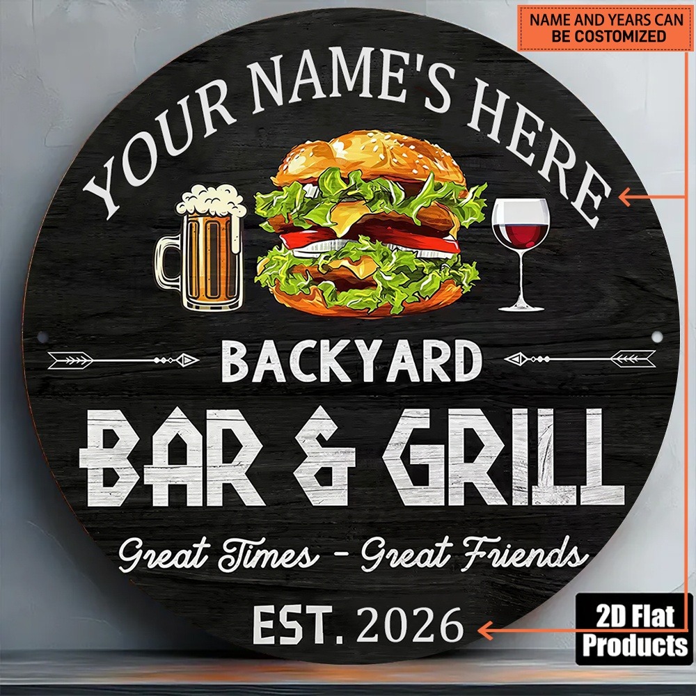 Wine Beer Name - [2D Flach] 1 Stück Individuelles Namensschild