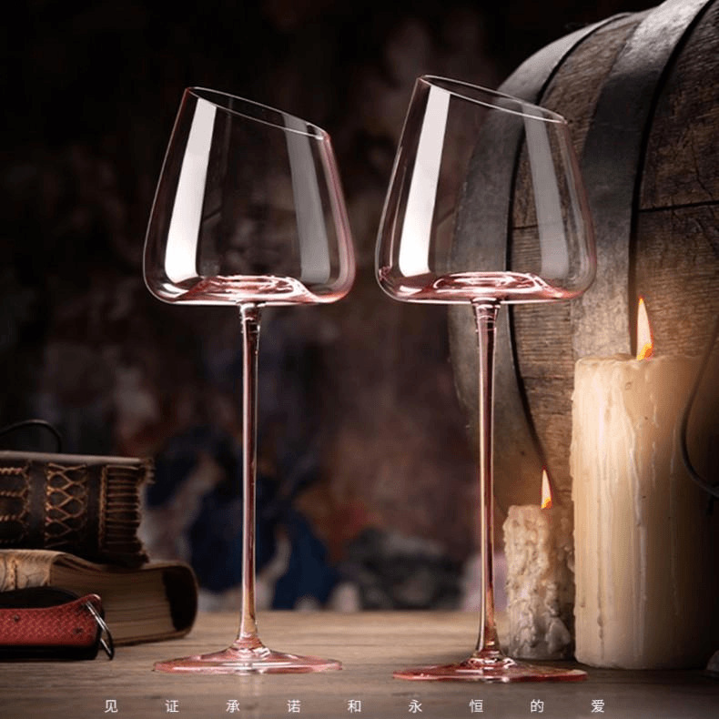 Wine Glass Set Crystal - Französisches rosa Flamingo-Rotweingläser-Set, Kristallglas-Kelch, kreativer geneigter