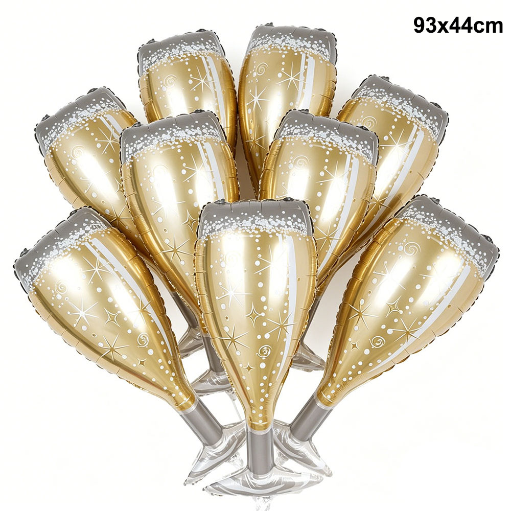 Wine Beer Whiskey Year - 5/10/30 Stück Gold Champagner Weinglas Folienballons