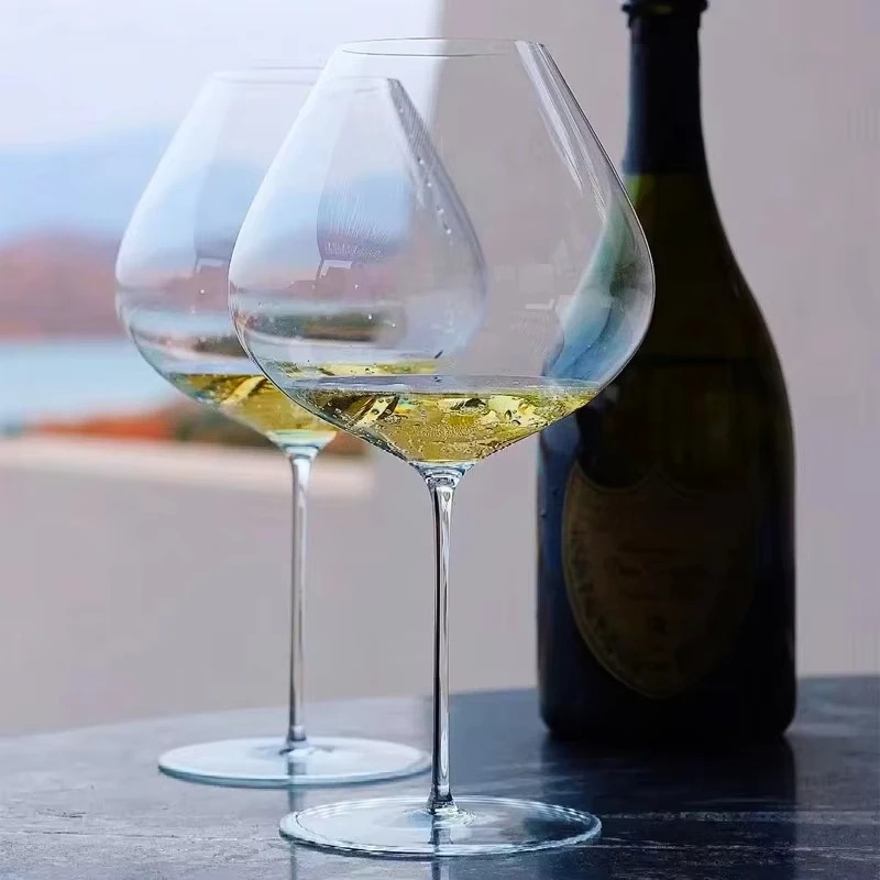 Wine Glass Set Crystal - Ultradünnes Kristall-Weinglas-Set mit hohem Stiel, Burgunderrot,