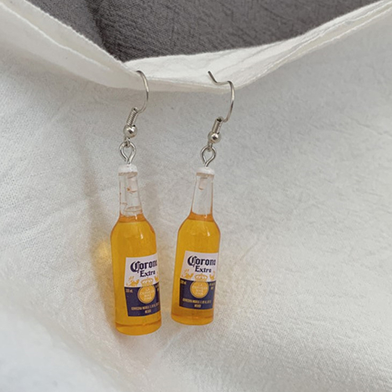Wine Beer Pairing - 1 Paar Bierflaschen-Ohrringe aus Kunstharz für