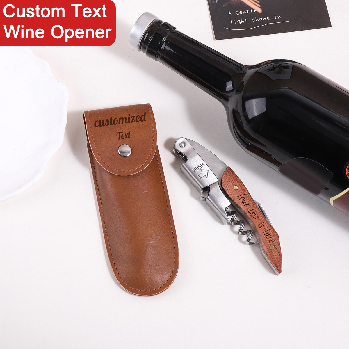 Wine Beer Name - Holzgriff Weinöffner mit individuellem Text, personalisierter