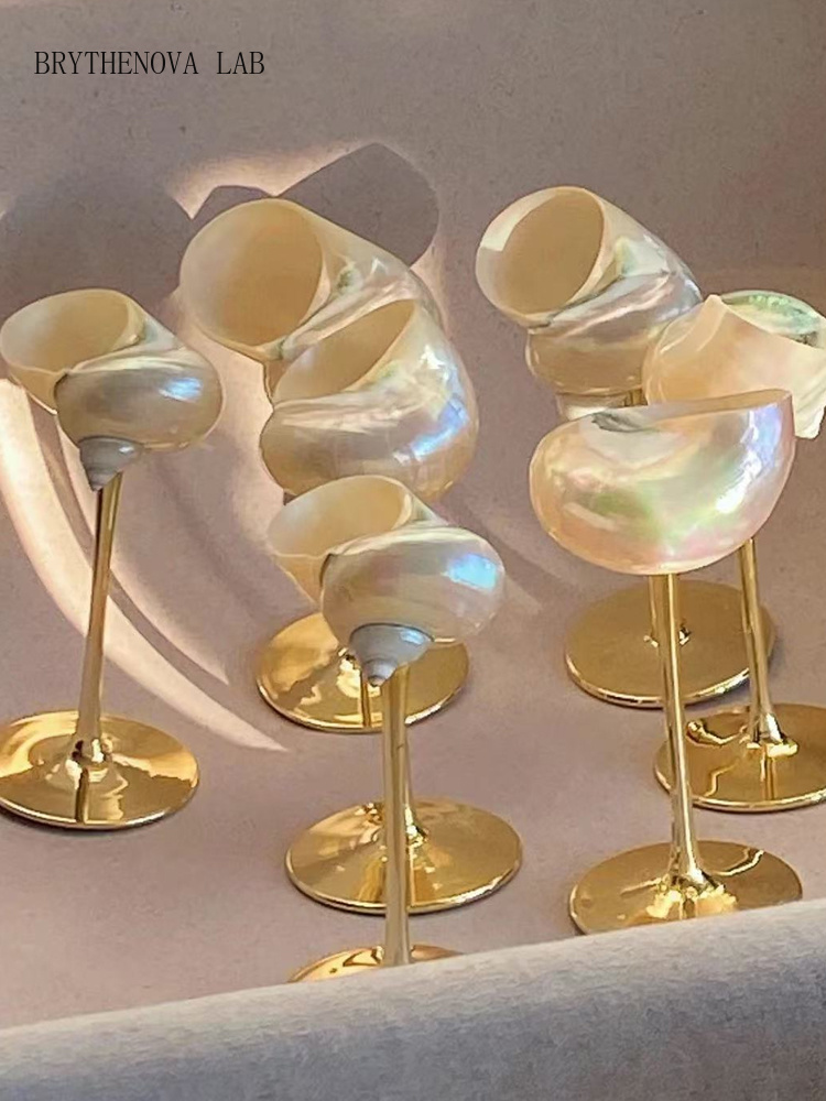 Wine Glass Set Crystal - AhunderJiaz Retro Paar-Muschelschalen-Weingläser | Handgefertigtes Muschel-Geschenkset