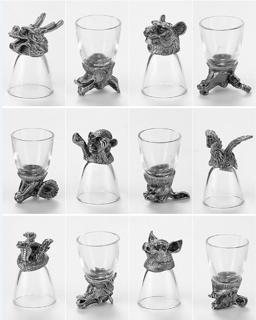 Wine Glass Set Crystal - Luxuriöses 12-teiliges Set Kristall-Weißweingläser mit Tierkreiszeichen,